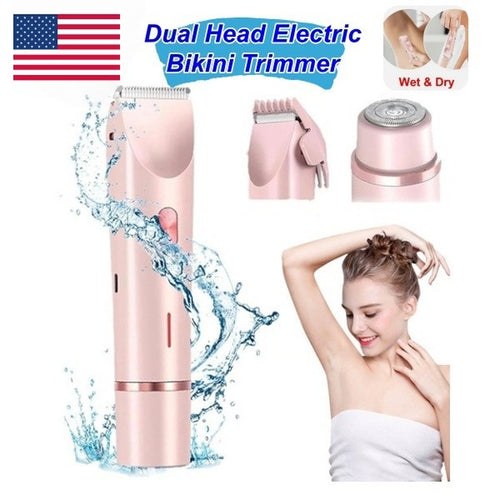 Painless Bikini Trimmer for Women 2-In-1 Electric Shaver for Sensitive Skin IPX7